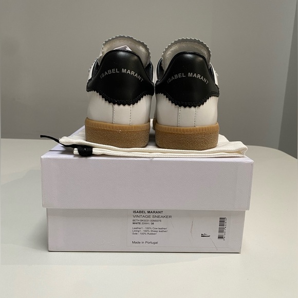 Isabel Marant Beth Sneaker in White/Black/Gum Sole sz 38 New in Box - Picture 6 of 9